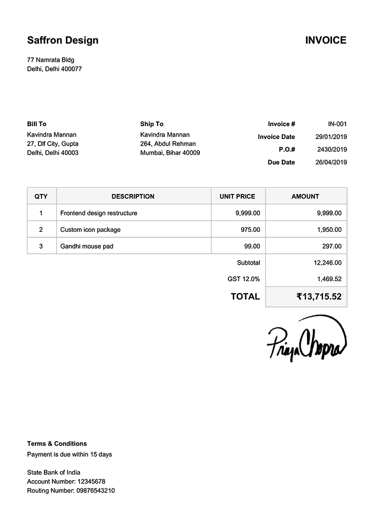 Invoice Template 1